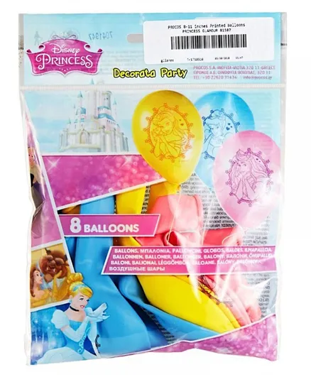 Procos Princess Latex Printed Balloon Pack of 8 - 11 Inches