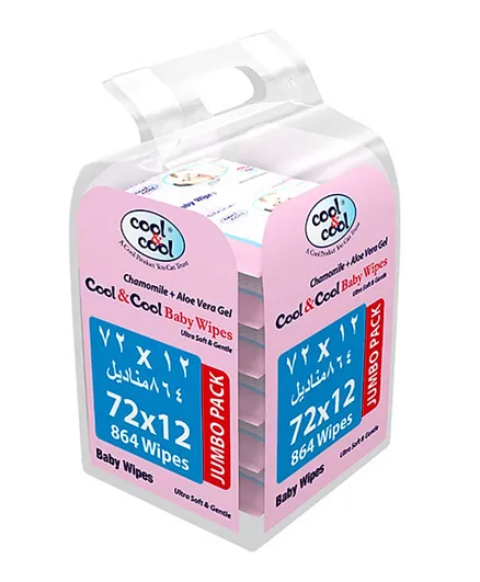 Cool and Cool Baby Wipes Jumbo Pack and 6 Pack Free - 72 Wipes