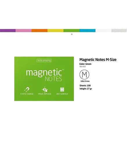 Tesla Amazing Magnetic Notes Green- Medium