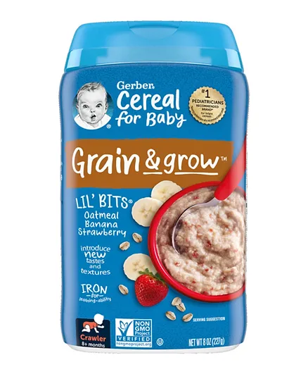 GERBER LIL BITS Cereal Oatmeal Banana Strawberry - 227g