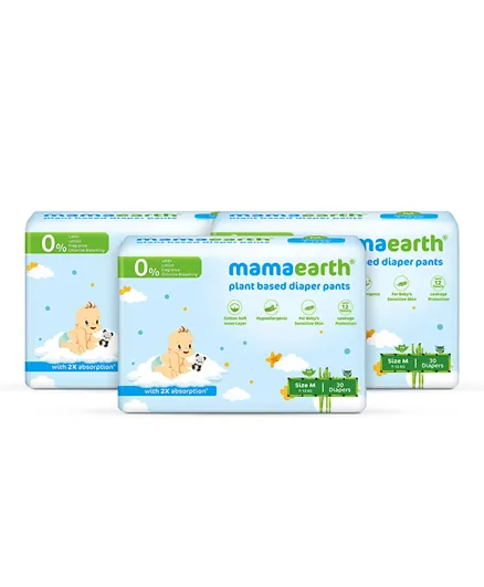 Mamaearth Combo Plant Based Diaper Pants Pack of 3 Size 3 - 30 Diapers (Each)