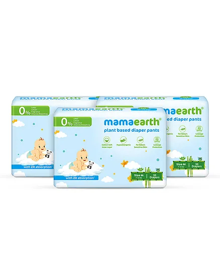 Mamaearth Combo Plant Based Diaper Pants Pack of 3 Size 3 - 30 Pieces each