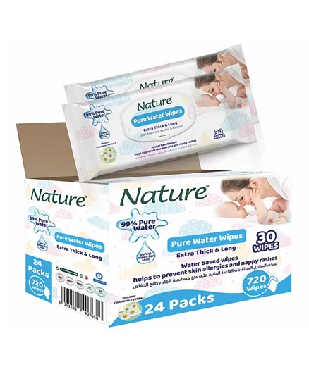Nature Pure Water Baby Wipes - 720 Pieces