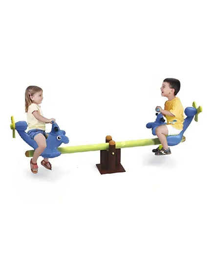 Myts Airplane Spring Seesaw - Blue and Green