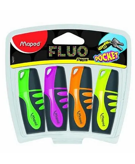 Maped Highlighter Fluopep Pocket Pack of 4 - Assorted