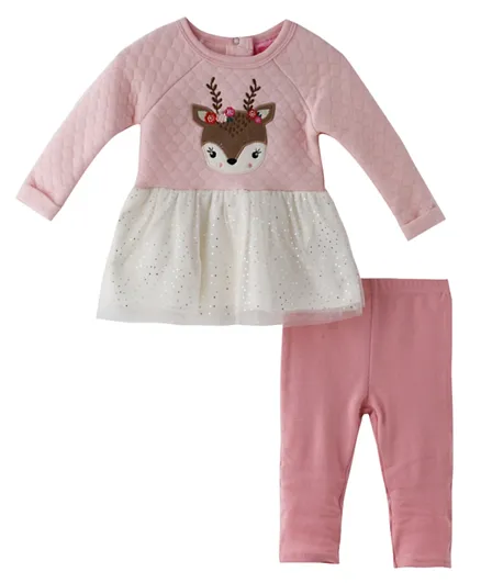 Mini Moi Baby Girl Dress Set - Pink