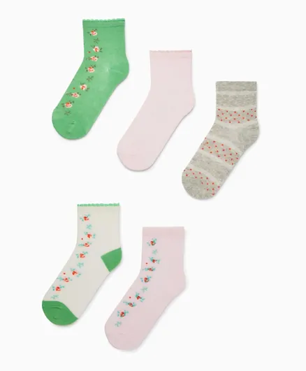 Zippy 5 Pack Floral Socks - Multicolor