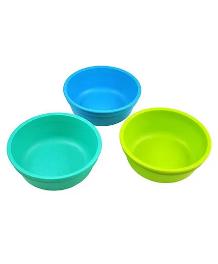 Re-play Recycled Packaged Bowls Pack of 3 Under the Sea - Aqua Sky Blue and Lime Green