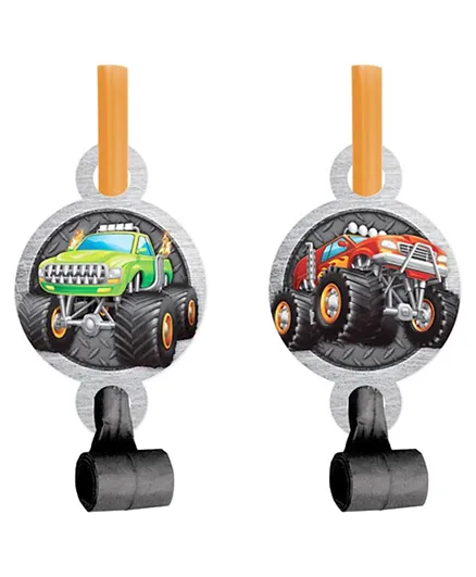 Creative Converting Monster Truck Rally Blowouts With Medallion- Pack of 8