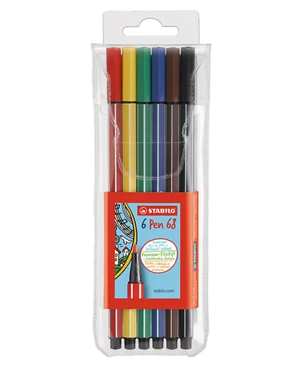 ستابيلو - قلم بريميوم برأس لباد - 6 أقلام - متعددة الألوان