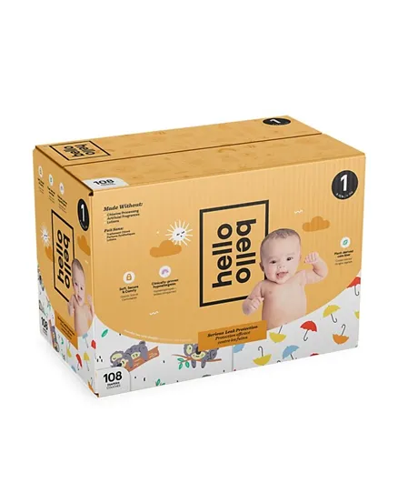 Hello Bello Club Box Umbrellas & Koala Bears GN Diapers Size 1 - 108 Pieces