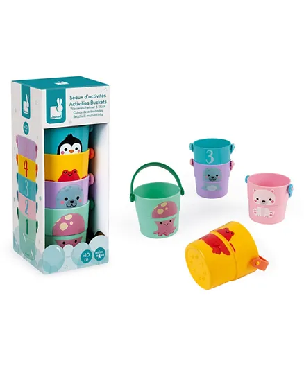 Janod 5 Bath-time Activity Buckets Early Years Toy