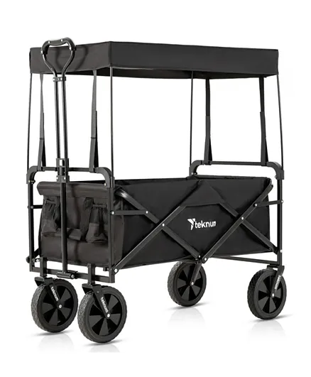 Teknum Folding Wagon Cart With Canopy - Black