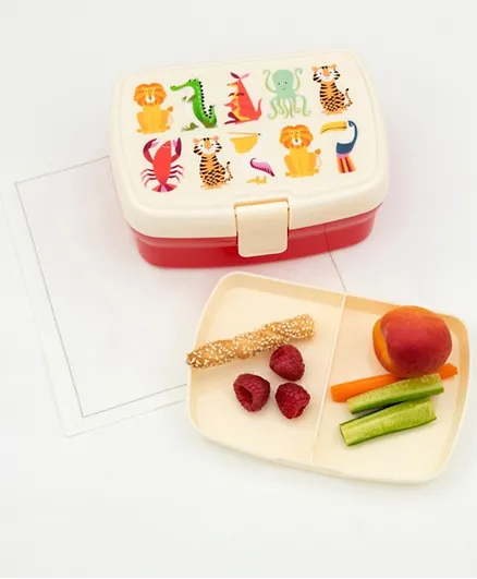Rex London Colourful Creatures Lunch Box With Tray - Beige