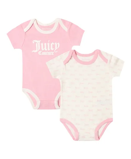 Juicy Couture 2-Pack Logo Print Bodysuits - Pink