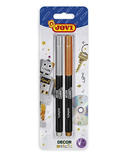 قلم تحديد ميتاليك من جوفي للديكور - ذهبي وفضي