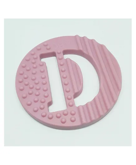 One.Chew.Three - Alphabet Chews Silicone Letter Teething Disc D - Pink
