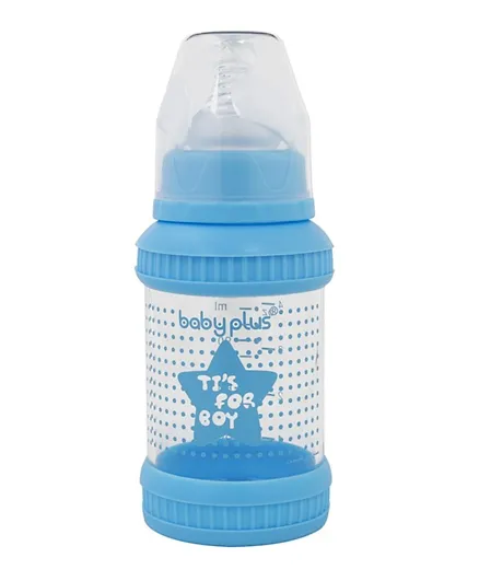 Baby Plus Glass Feeding Bottle Blue -120ml