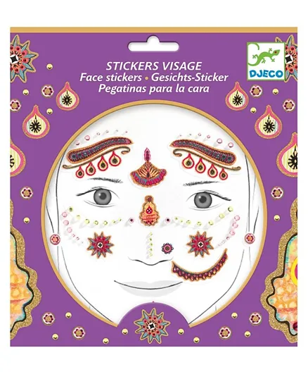 Djeco Princess India Face Stickers - Purple