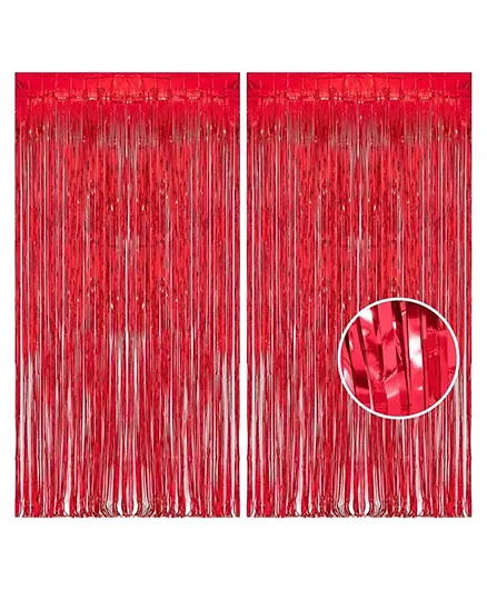 Highland Red Metallic Foil Fringe Curtain - Pack of 2