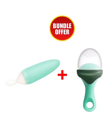Boon Squirt Silicone Baby Food Dispensing Spoon - + Pulp Silicone Feeder - Pack of 2