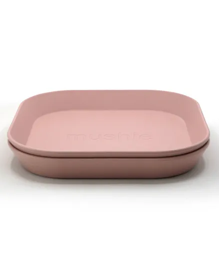 Mushie Dinner Plate Square Blush - 2 pieces