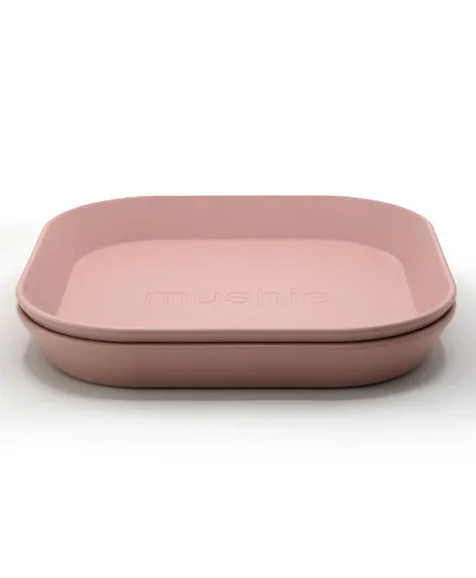 Mushie Square Dinner Plates Blush - 2 Pieces