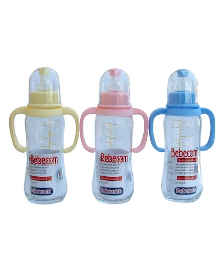 Bebecom Glass Bottle Pack of 1 (Colours May Vary) - 250 ml