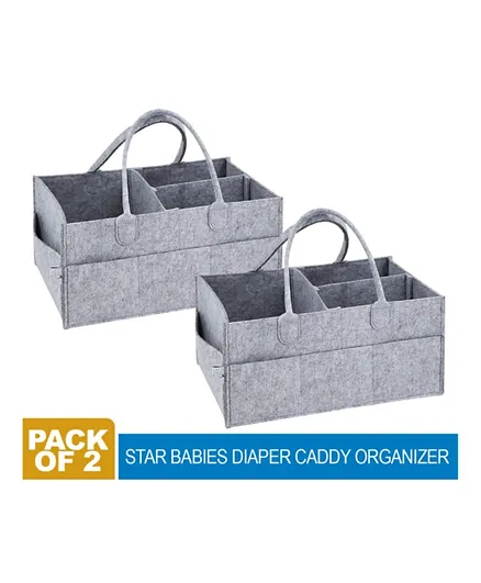 Star Babies Diaper Caddy Organizer Pack of 2 - Grey