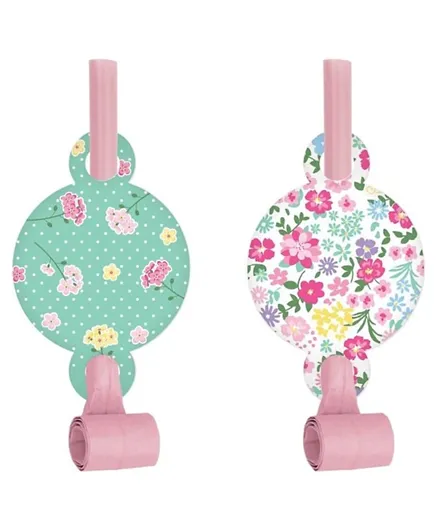 Creative Converting Floral Fairy Sparkle Blowouts With Medallion - Pack of 8