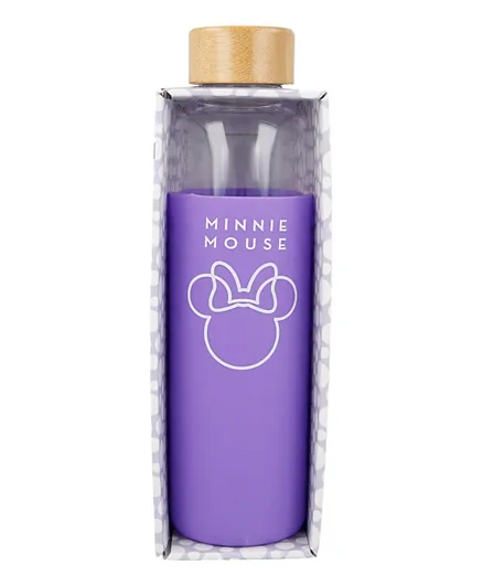 Stor Minnie Mouse Young Adult Glass Bottle With Silicone Cover - 585 mL