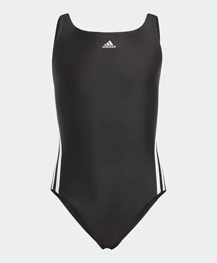 اديداس ملابس سباحة 3 خطوط جانبية قصة على شكل حرف V - أسود