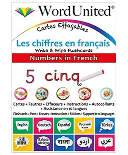 Word United Numbers In French Write & Wipe Flash Cards - 58 Pages