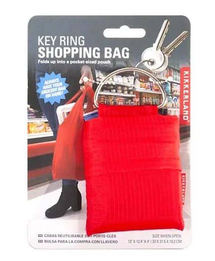 Kikkerland Key Ring Shopping Bag - Red