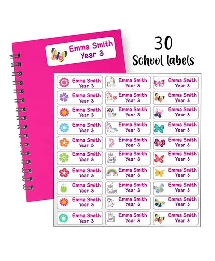 Twinkle Hands Personalized Waterproof Labels Ultimate Girls Theme - 30 Pieces