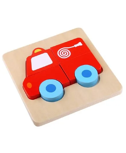 Tooky Toy Wooden Mini Puzzle Fire Engine - Red Blue