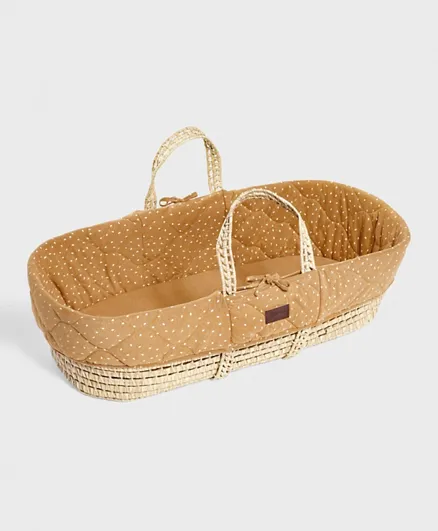 The Little Green Sheep Natural Knitted Baby Moses Basket and Mattress - Honey Rice