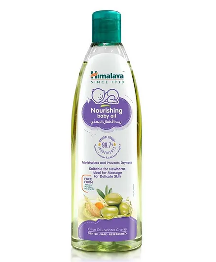 Himalaya Nourishing Baby Oil - Olive & Winter Cherry, Moisturizing & Non-Staining, 200mL for 0+ Months