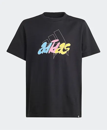 adidas Junior Illustrated Graphic T-Shirt - Black