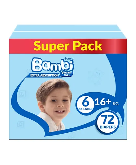 Sanita Bambi Baby Diapers Super Pack Size 6 - 72 Pieces
