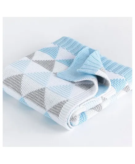 Babyworks Cot Blanket - Blue & Grey