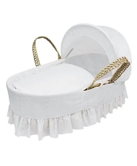 Kinder Valley Broderie Anglaise Palm Moses Basket - White