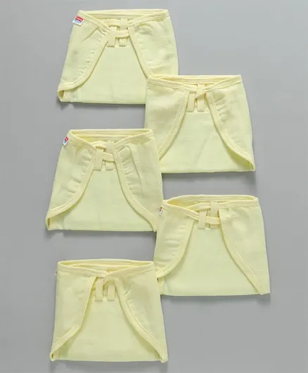 بيبي هاغ - طقم حفاضات موسلين قابلة للإستخدام على شكل يو وبتصميم دانتيل بمقاس صغير جداً ولون أصفر ليموني - عبوة من 5 قطع