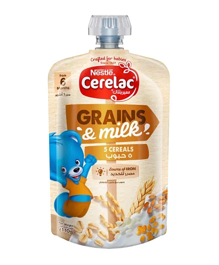 Nestle Ceralac Grains and Milk 5 Cereals Source Of Iron - 110g