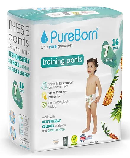 PureBorn Pull Ups Single Pack Pant Style Diapers Size 7 - 16 Pieces