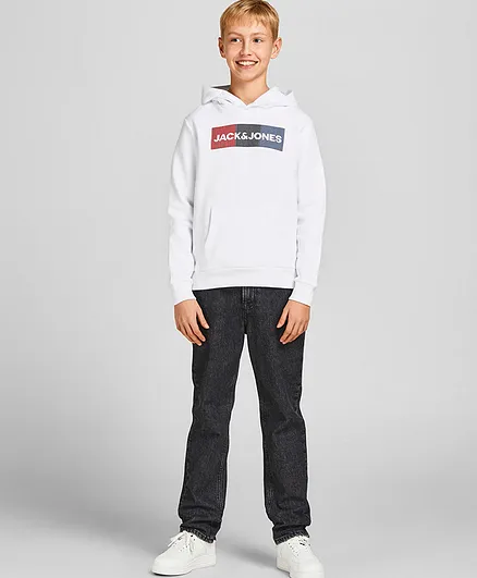 Jack & Jones Junior JJECORP Logo Sweat with Hood - White