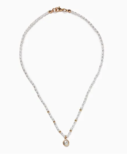 Zippy Beaded Necklace for Girls - White & Gold