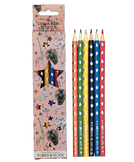 Floss & Rock Party Animals Pencil Color Set - 6 Pieces