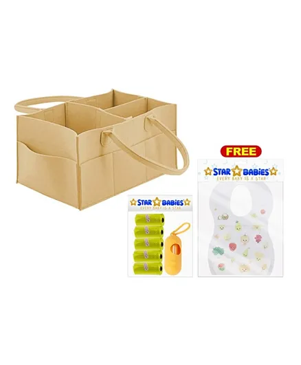 Star Babies Buy Diaper Caddy Organizer with Scented Bag, Dispenser & Free Bibs Set