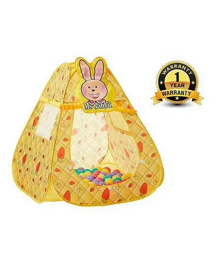Ching Ching Rabbit Ball House + 100 Pieces 7 cm Balls - Yellow